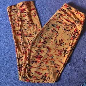 Lularoe OS One Size Leggings Orange Black